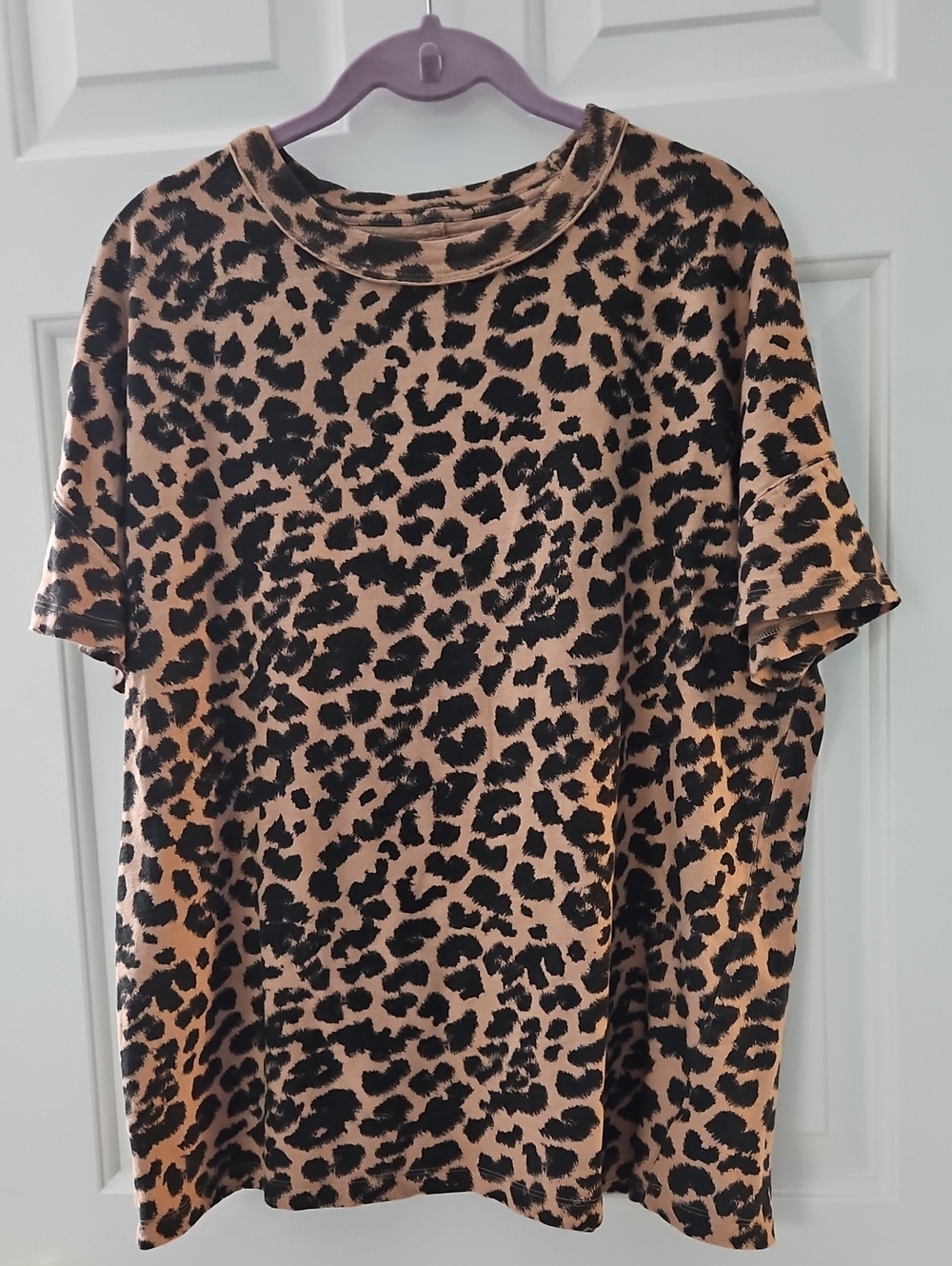 aerie Leopard Print Short Sleeve Tee in Tan and Black